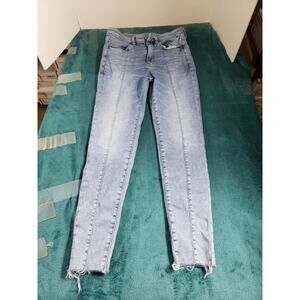 American Eagle Jeans Size 6 Womens Blue Stretch Distress High Rise Jegging
